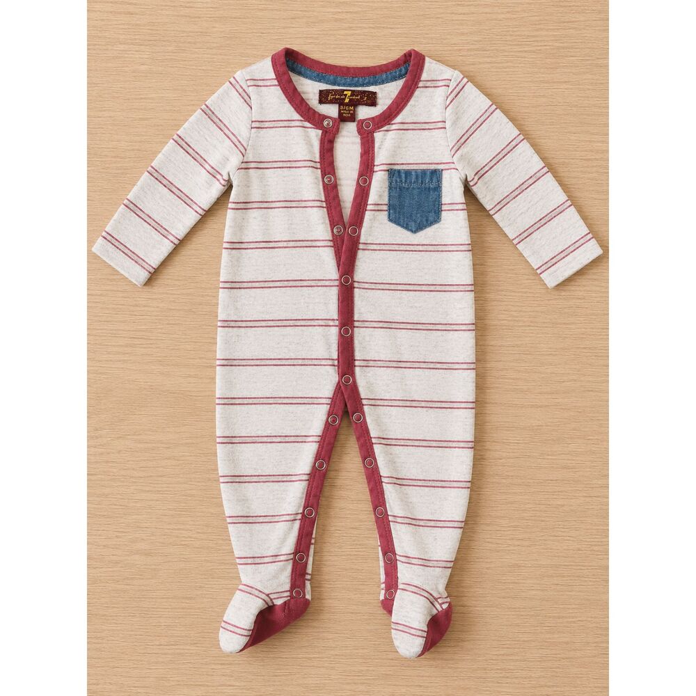 7 For All Mankind Footed Sleeper 3–6 Months Striped One Piece EUC
